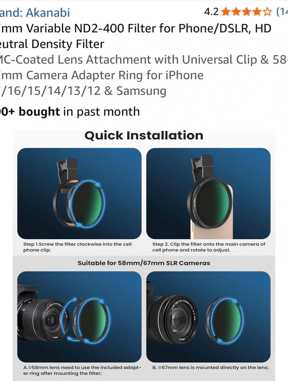 Akanabi 67 mm Variable filter